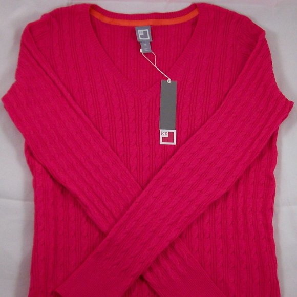 jcpenney Sweaters Jcp Pink Power Lightweight Vneck Sweater Poshmark